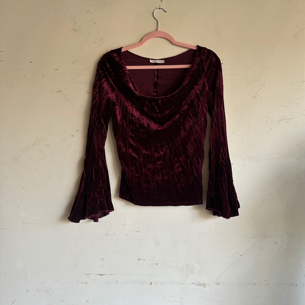 Vintage 90s y2k bell sleeve velvet top goth grunge whimisgoth - Picture 4 of 10
